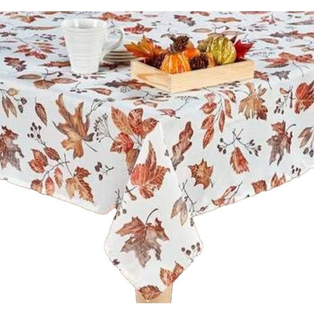 Printed Linen Tablecloth 60"x104" Oblong, FALL, AUTUMN, LEAVES OF CHANGE,BM